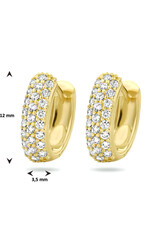 Gouden oorringen - 14 karaats - Zirkonia - Pave