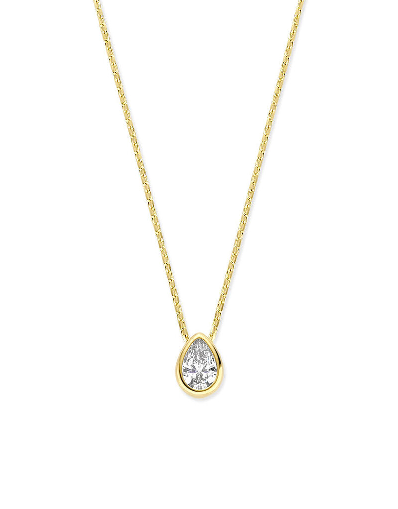 Gouden collier - 14 karaats - Zirkonia - 41-43-45 cm