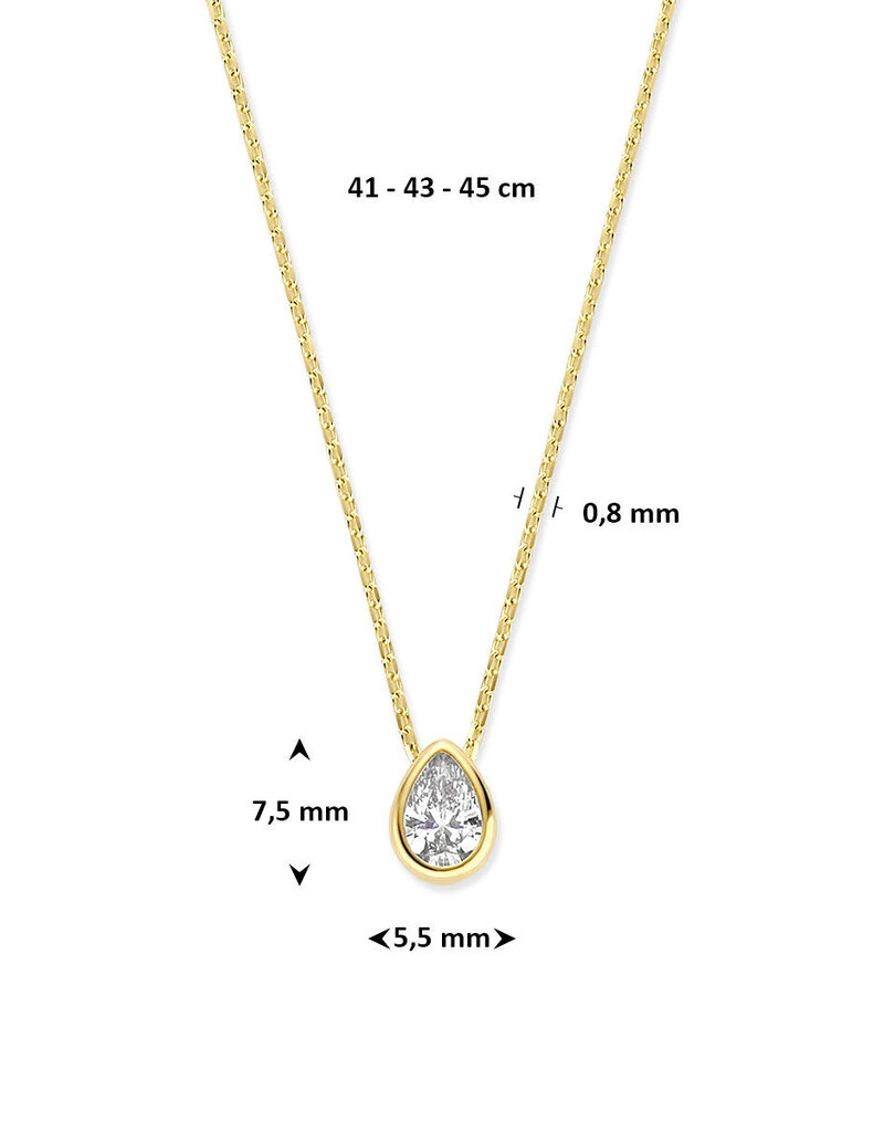 Gouden collier - 14 karaats - Zirkonia - 41-43-45 cm