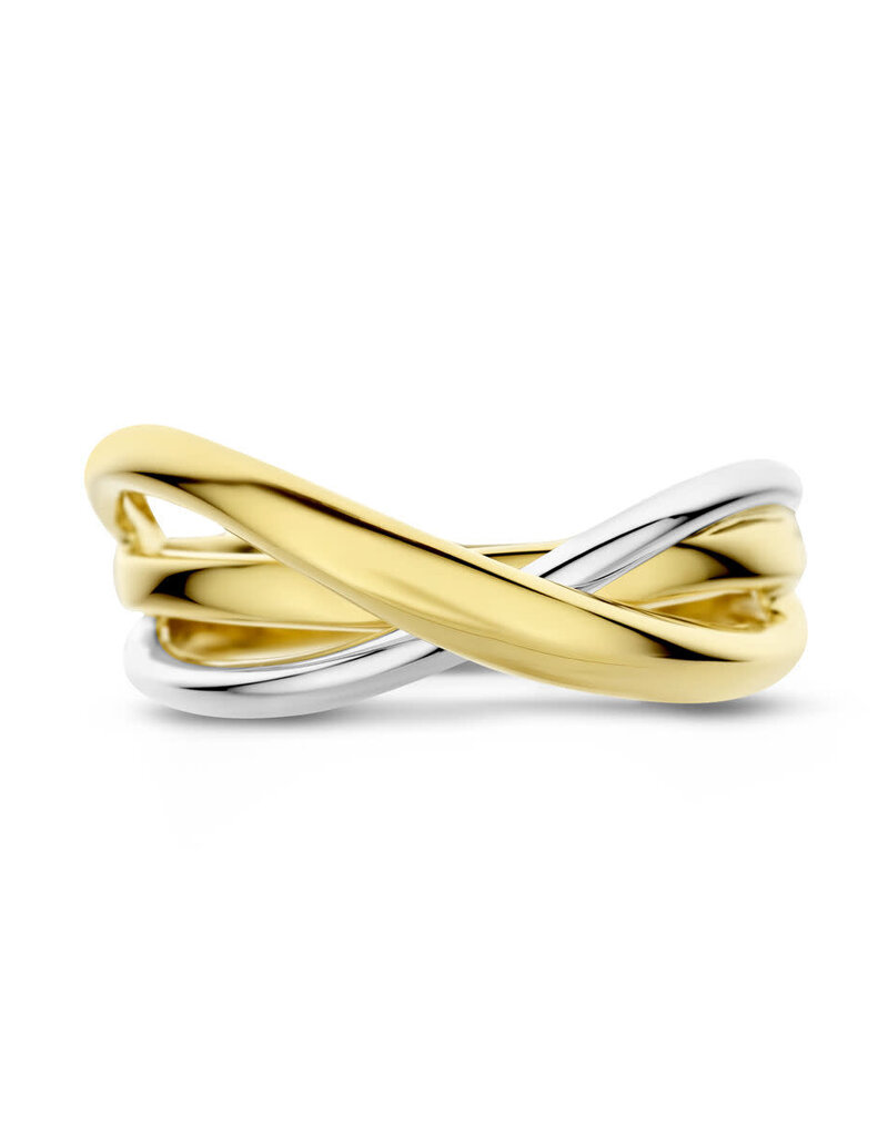 Gouden ring - 14 karaats - Bicolor - Maat 18.5