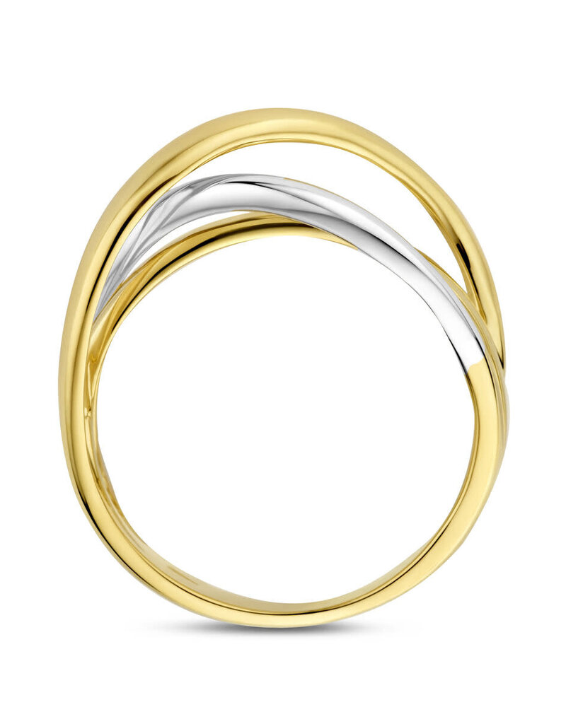 Gouden ring - 14 karaats - Bicolor - Maat 18.5
