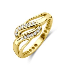 Gouden ring - 14 karaats - Zirkonia - Maat 17.25