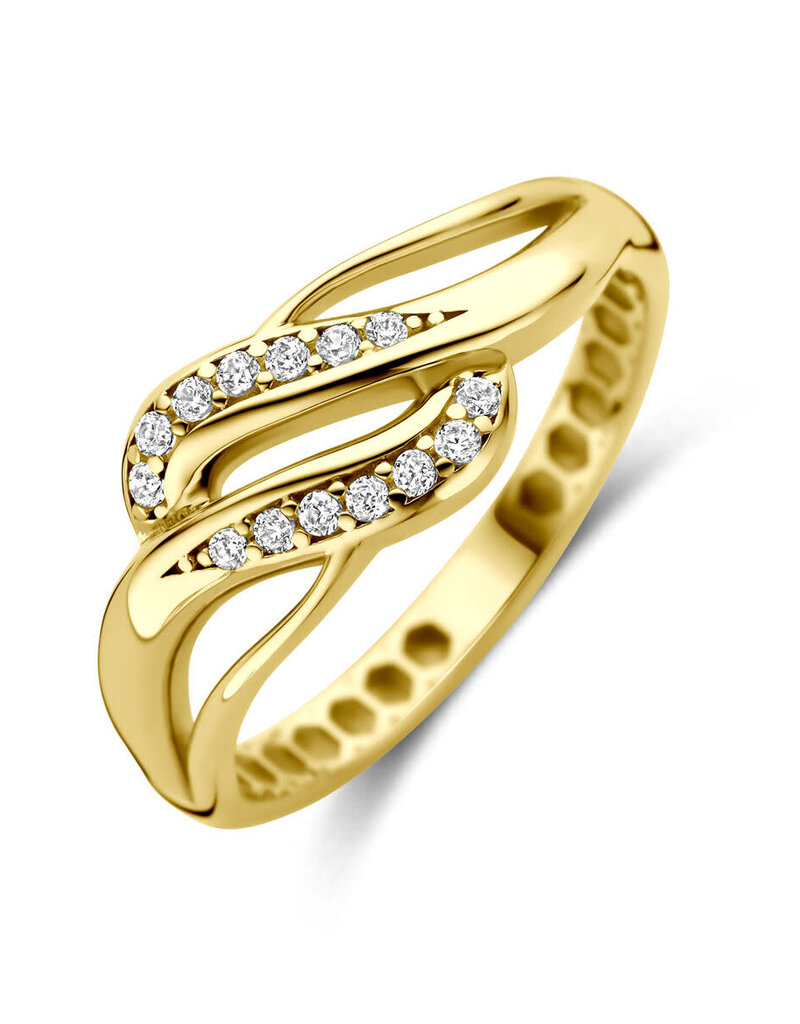 Gouden ring - 14 karaats - Zirkonia - Maat 17.25