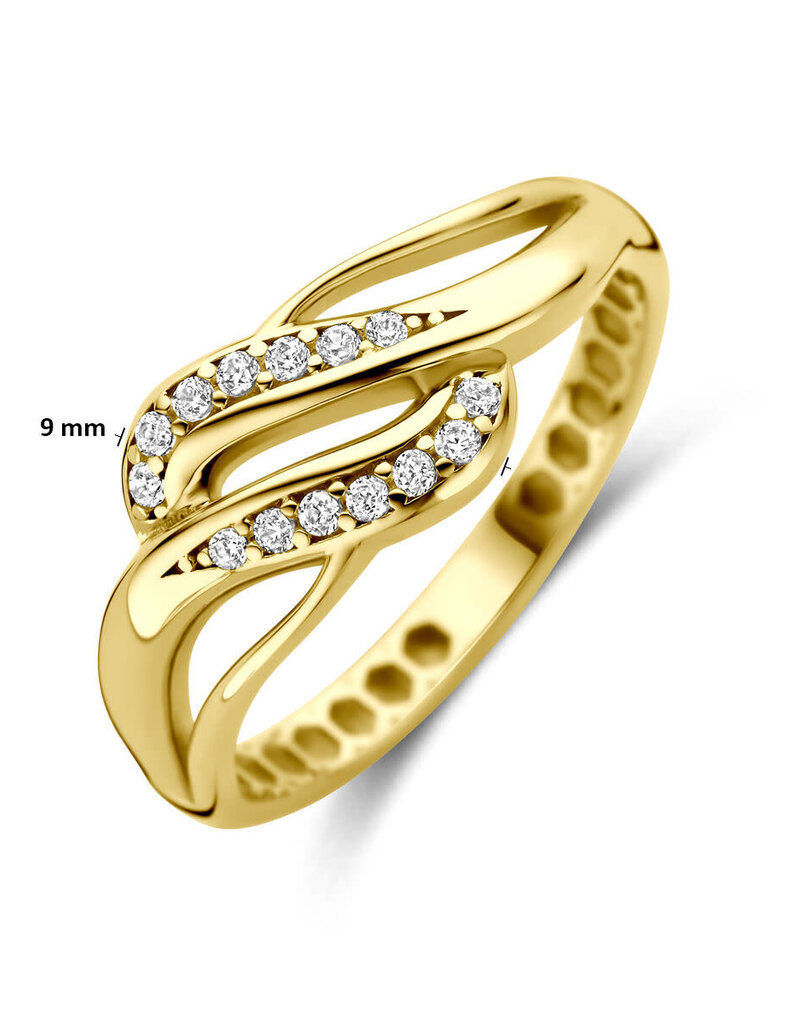 Gouden ring - 14 karaats - Zirkonia - Maat 17.25