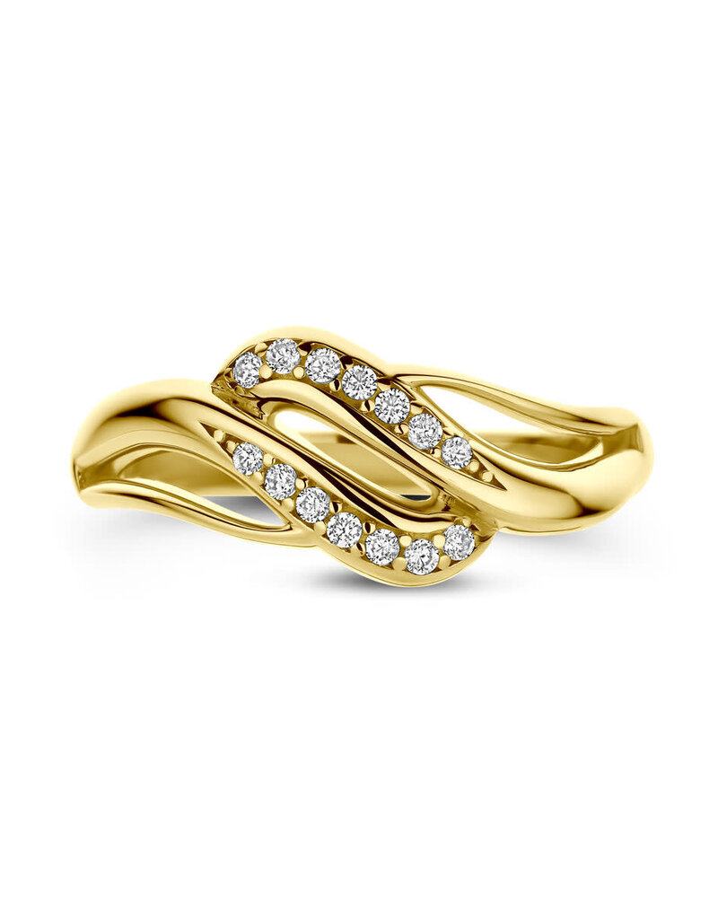 Gouden ring - 14 karaats - Zirkonia - Maat 17.25
