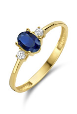 Gouden ring - 14 karaats - Zirkonia - Synthetisch saffier - Maat 18.5