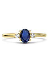 Gouden ring - 14 karaats - Zirkonia - Synthetisch saffier - Maat 18.5