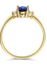 Gouden ring - 14 karaats - Zirkonia - Synthetisch saffier - Maat 18.5