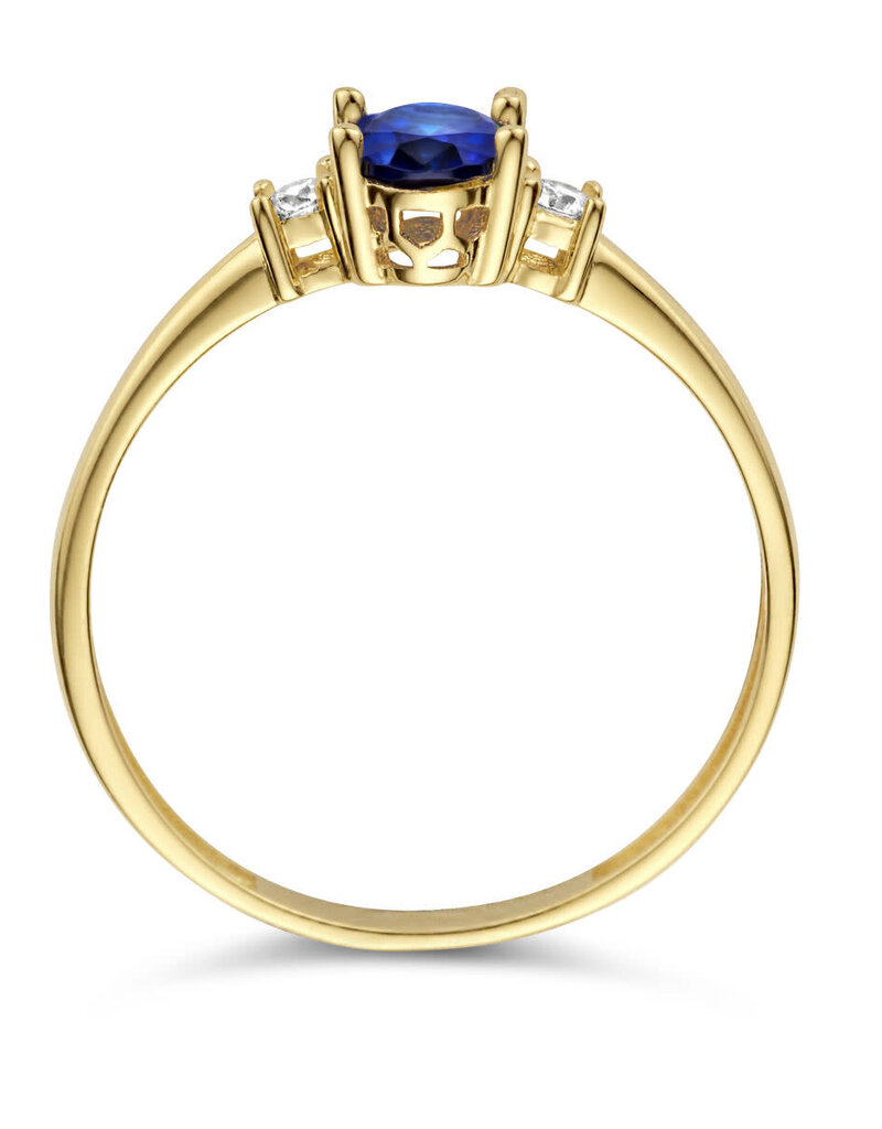 Gouden ring - 14 karaats - Zirkonia - Synthetisch saffier - Maat 18.5
