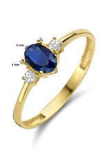 Gouden ring - 14 karaats - Zirkonia - Synthetisch saffier - Maat 18.5