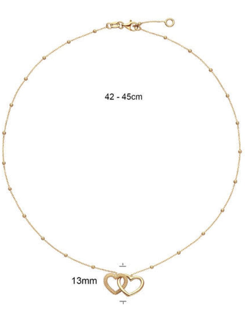 Zilver verguld - Collier - Hartjes en bolletjes