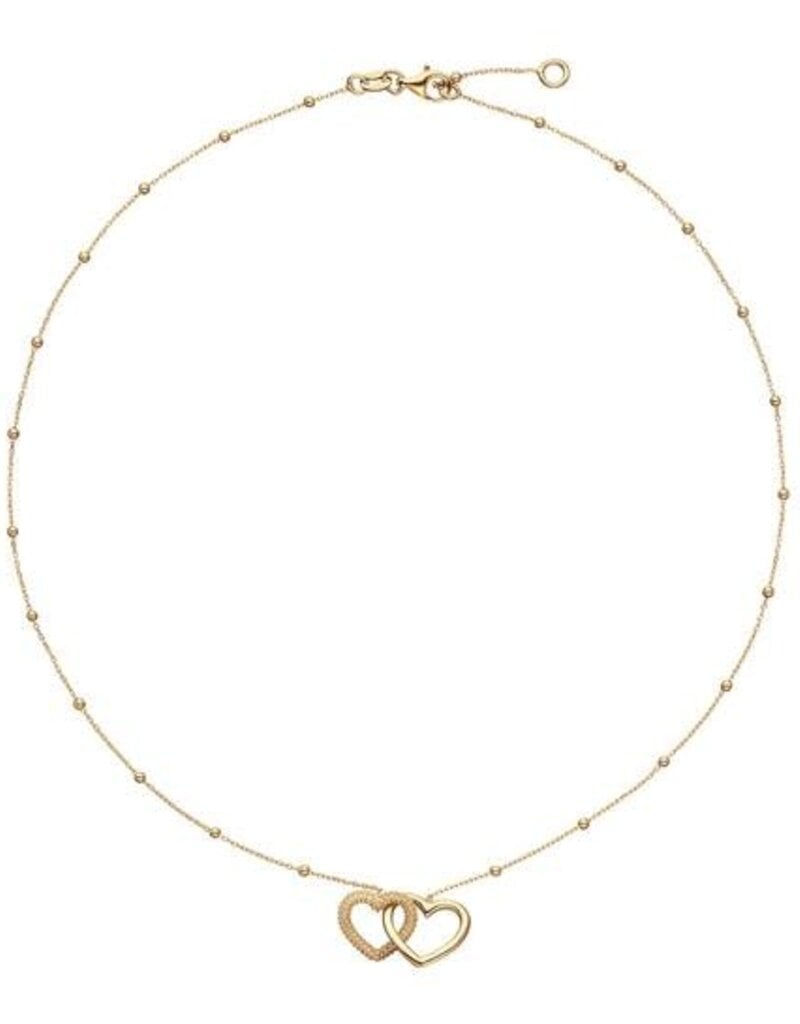 Zilver verguld - Collier - Hartjes en bolletjes