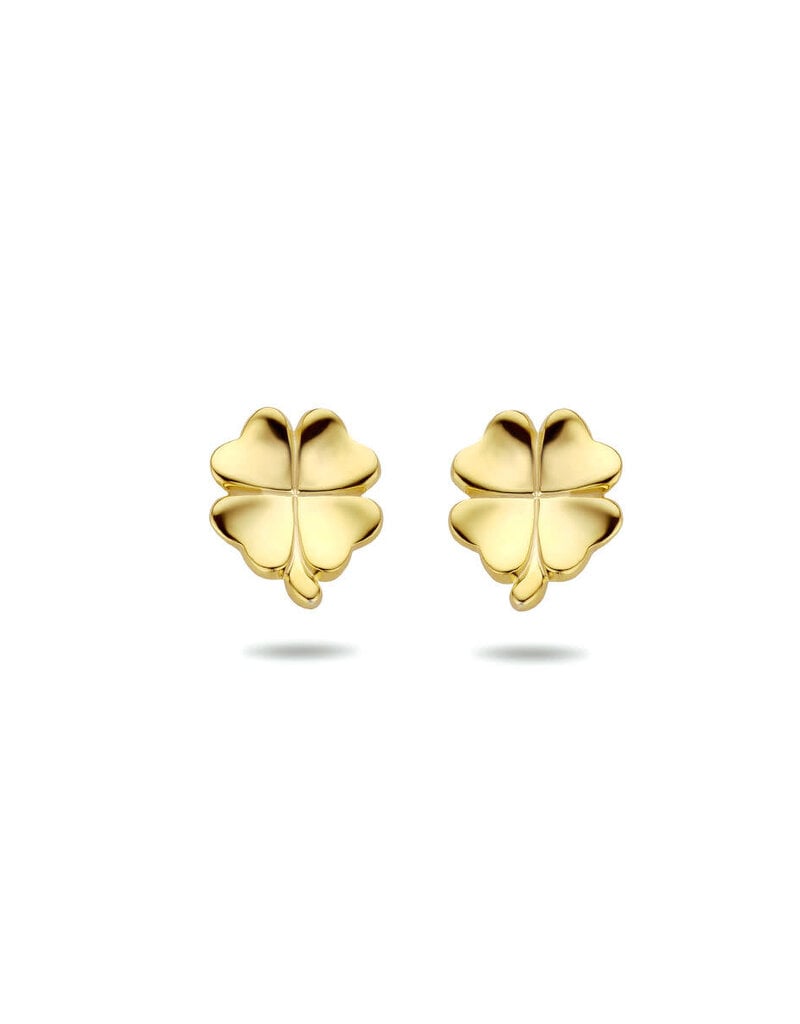 Zilver verguld - Oorknoppen - Klavertje