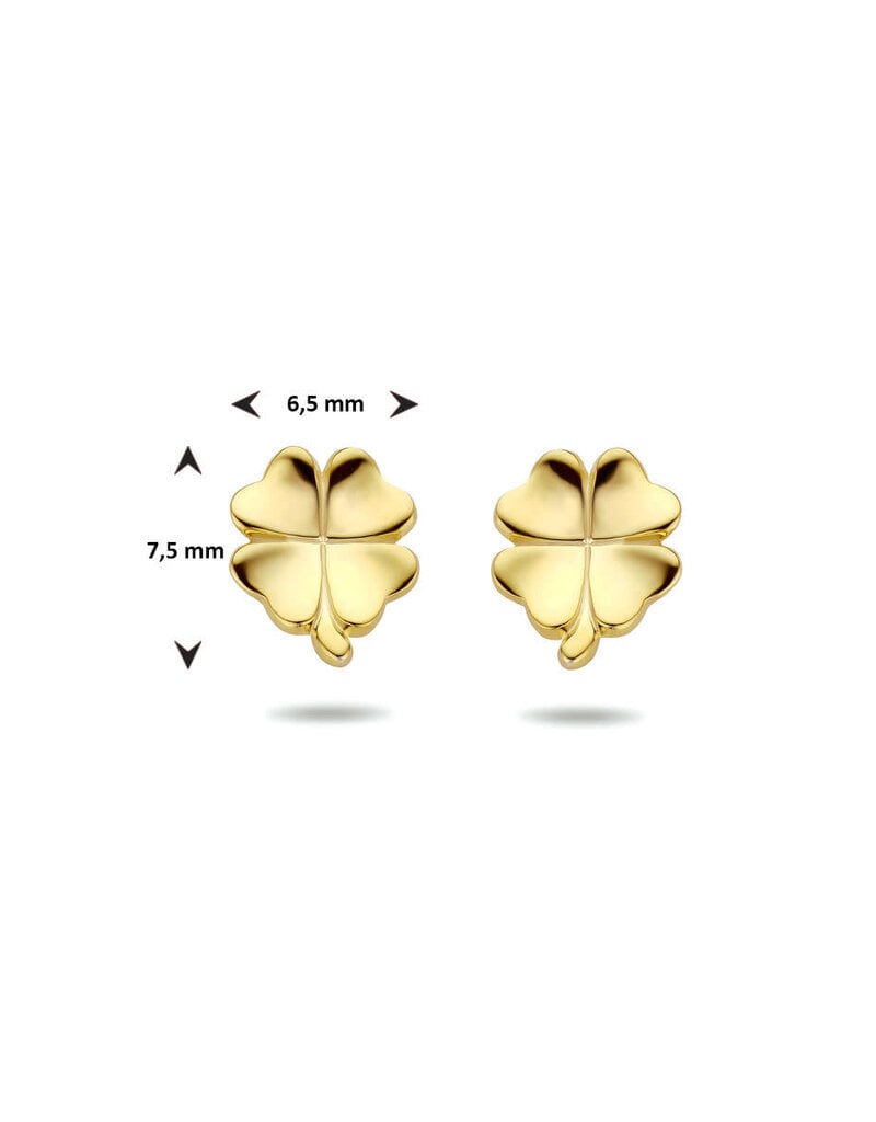 Zilver verguld - Oorknoppen - Klavertje