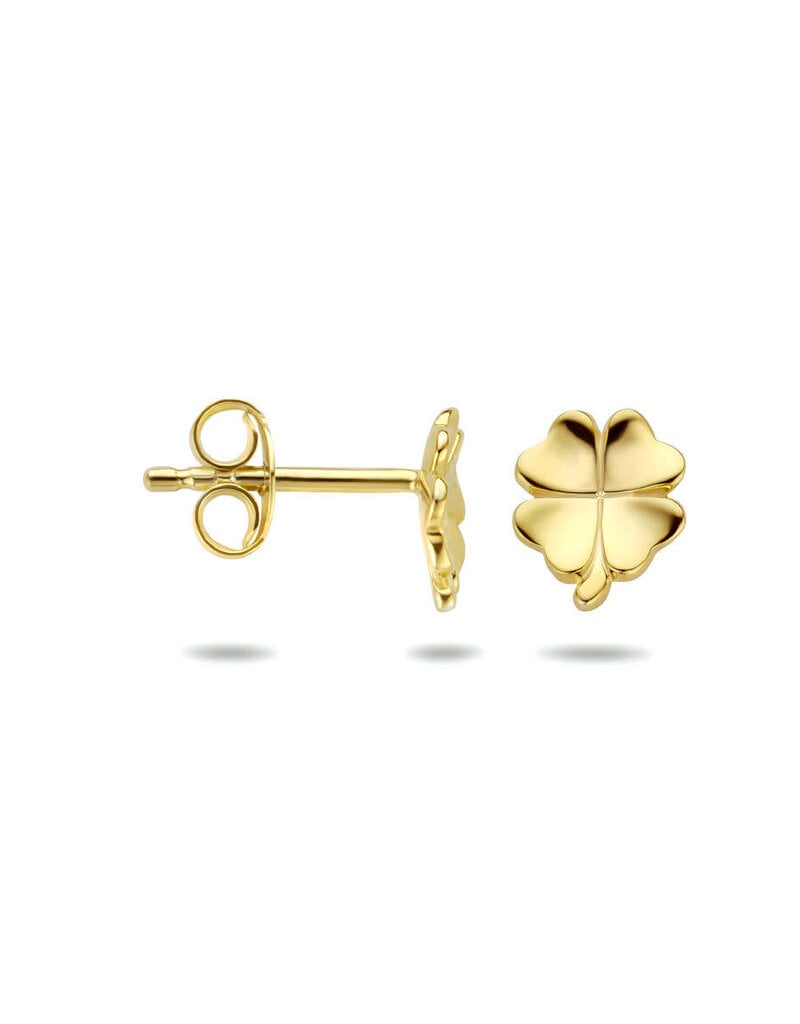 Zilver verguld - Oorknoppen - Klavertje