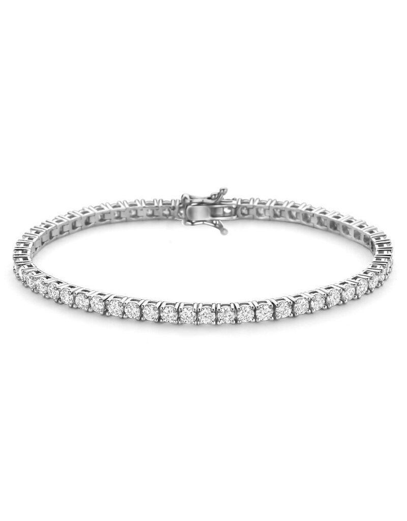 Zilveren Tennisarmband - Gerhodineerd - Zirkonia - 19 cm