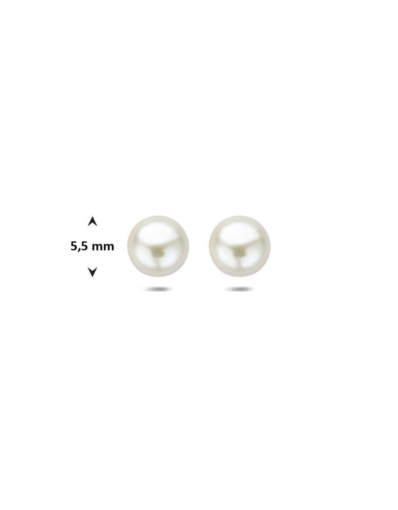 Gouden oorknoppen - 14 karaats - Zoetwaterparels - 5.5 mm