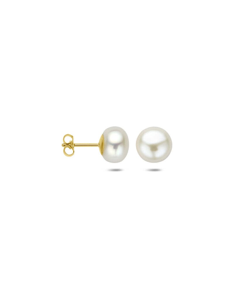 Gouden oorknoppen - 14 karaats - Zoetwaterparels - 5.5 mm