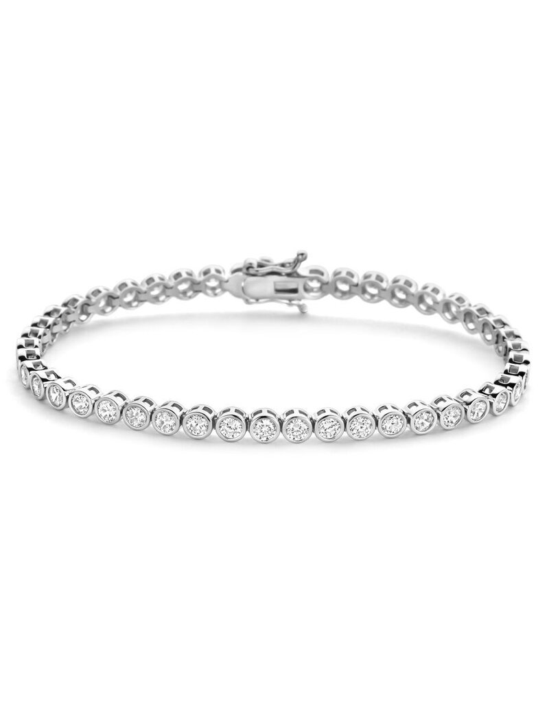 Zilveren Tennisarmband - Gerhodineerd - Zirkonia - 4 mm - 18 cm