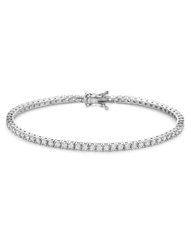 Zilveren Tennisarmband - Gerhodineerd - Zirkonia -  2.5 mm - 18 cm