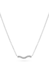 Zilveren collier - Gerhodineerd - Zirkonia - Wave - 45 cm/schuif