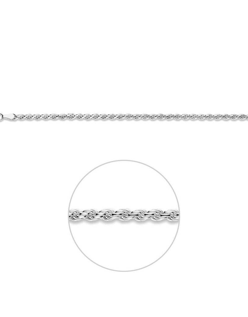 Zilveren koord armband - Gerhodineerd - 3 mm - 19 cm