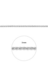 Zilveren koord armband - Gerhodineerd - 3 mm - 19 cm