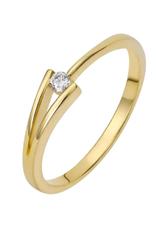 Gouden ring - 14 karaats - Nillo - Briljant - 0.05crt - Maat 17.5
