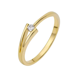 Gouden ring - 14 karaats - Nillo - Briljant - 0.05crt - Maat 17.5
