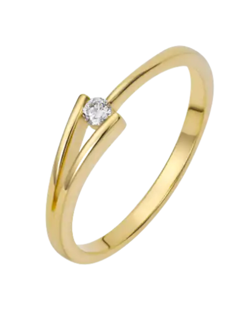 Gouden ring - 14 karaats - Nillo - Briljant - 0.05crt - Maat 17.5