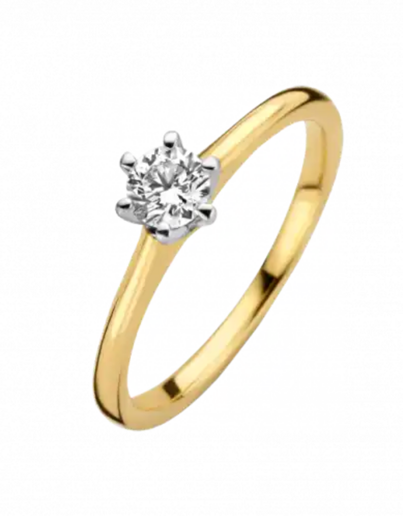 Gouden ring - 14 karaats - Reale - Briljant - 0.07crt - Maat 17.5