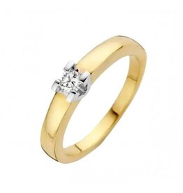 Briljant Gouden ring - 14 karaats - Volonta - Briljant - 0.09crt - Maat 17.5