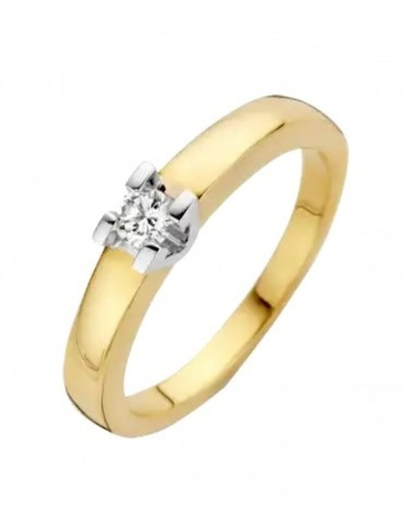 Briljant Gouden ring - 14 karaats - Volonta - Briljant - 0.09crt - Maat 17.5