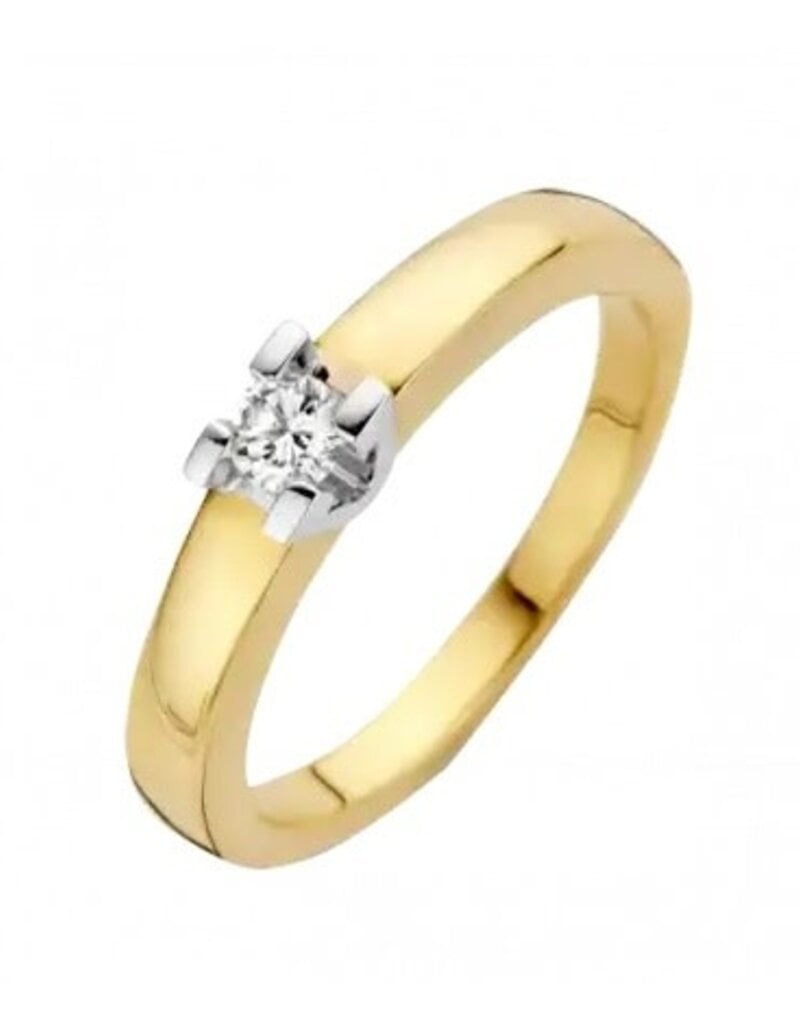 Gouden ring - 14 karaats - Volonta - Briljant - 0.09crt - Maat 17.5