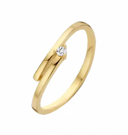 Briljant Gouden ring - 14 karaats - Fella - Briljant - 0.03crt - Maat 17.5