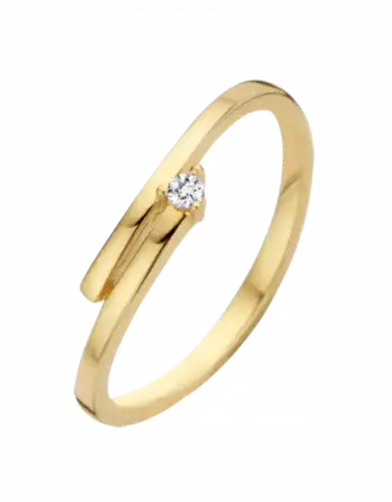 Gouden ring - 14 karaats - Fella - Briljant - 0.03crt - Maat 17.5