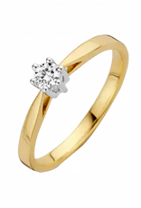 Gouden ring - 14 karaats - Classico - Briljant - 0.05crt - Maat 17.5