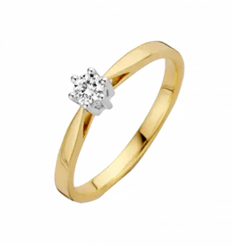 Gouden ring - 14 karaats - Classico - Briljant - 0.05crt - Maat 17.5