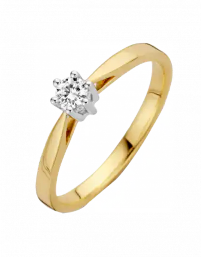Gouden ring - 14 karaats - Classico - Briljant - 0.05crt - Maat 17.5