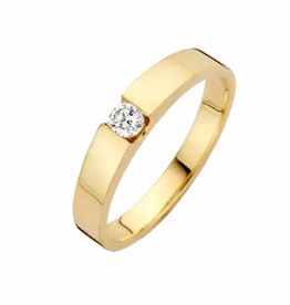 Gouden ring - 14 karaats - Stretto - Briljant - 0.07crt - Maat 17.5