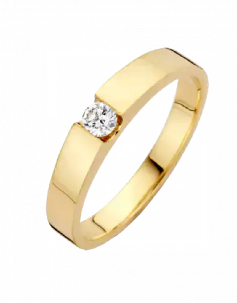 Gouden ring - 14 karaats - Stretto - Briljant - 0.07crt - Maat 17.5