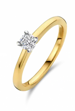 Gouden ring - 14 karaats - Quattro - Briljant - 0.09crt - Maat 17.5