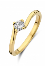 Gouden ring - 14 karaats - Fluente - Briljant - 0.07crt - Maat 17.5