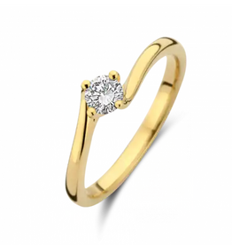Briljant Gouden ring - 14 karaats - Fluente - Briljant - 0.07crt - Maat 17.5