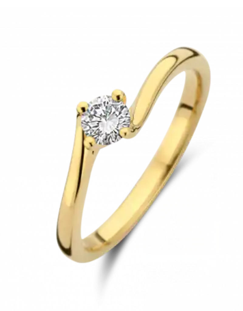 Gouden ring - 14 karaats - Fluente - Briljant - 0.07crt - Maat 17.5