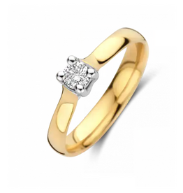Gouden ring - 14 karaats - Tenero - Briljant - 0.07crt - Maat 17.5