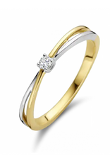 Gouden bicolor ring - 14 karaats - Sofia - Briljant - 0.05crt - Maat 17.5