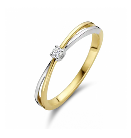 Gouden bicolor ring - 14 karaats - Sofia - Briljant - 0.05crt - Maat 17.5