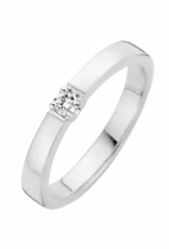Wit gouden ring - 14 karaats - Memoire - Briljant - 0.02crt - Maat 17