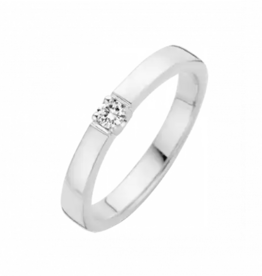 Wit gouden ring - 14 karaats - Memoire - Briljant - 0.02crt - Maat 17